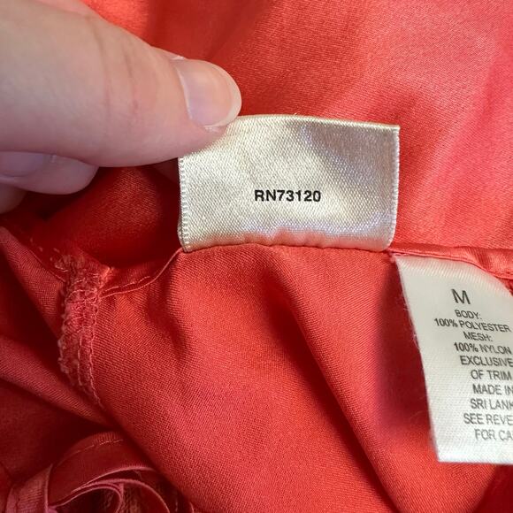 Frederick’s of Hollywood Coral Pink Lace‎ Satin Babydoll Slip Dress Lingerie M - Picture 9 of 10